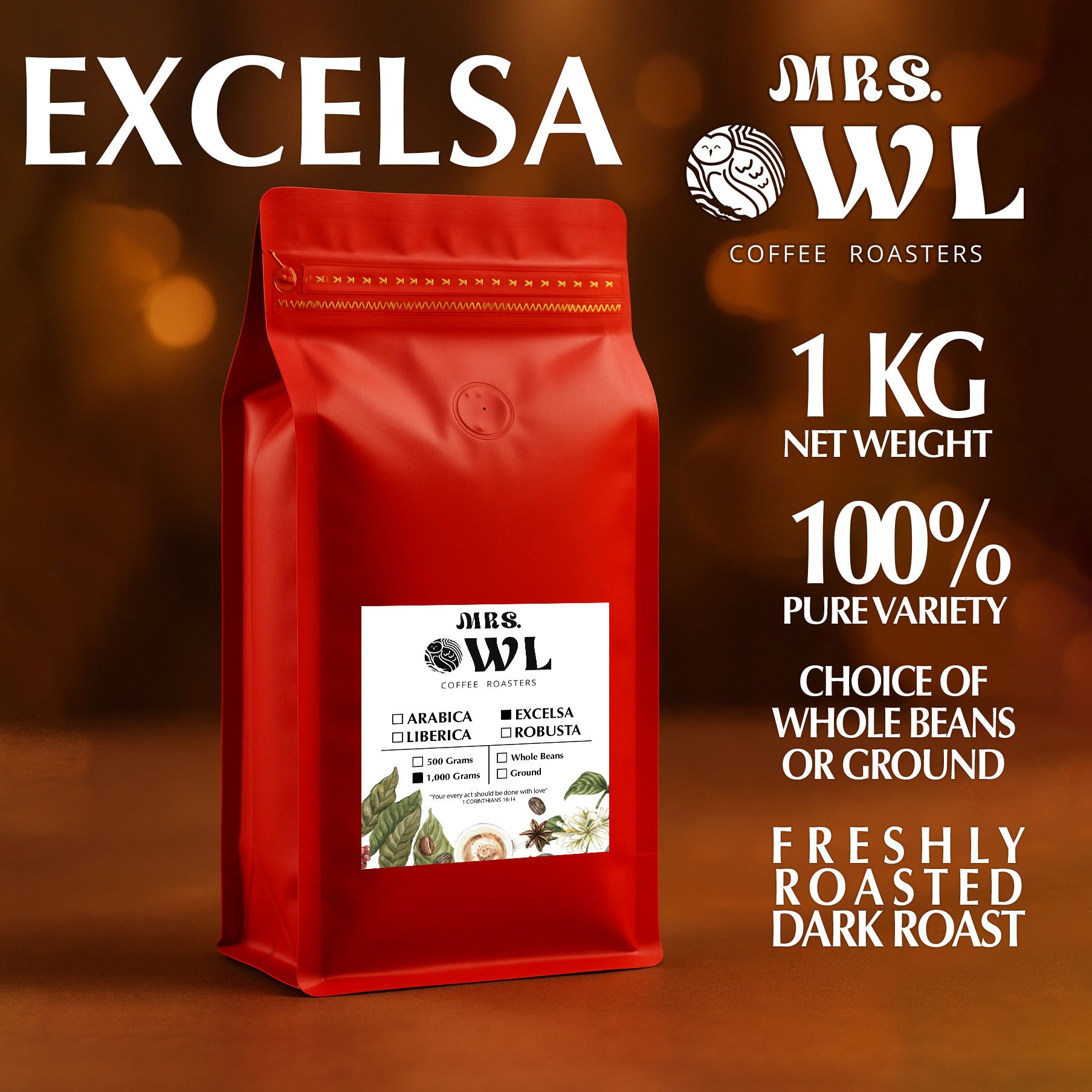 Excelsa Dark Roast Coffee | Tart & Bold | Mrs. Owl Coffee