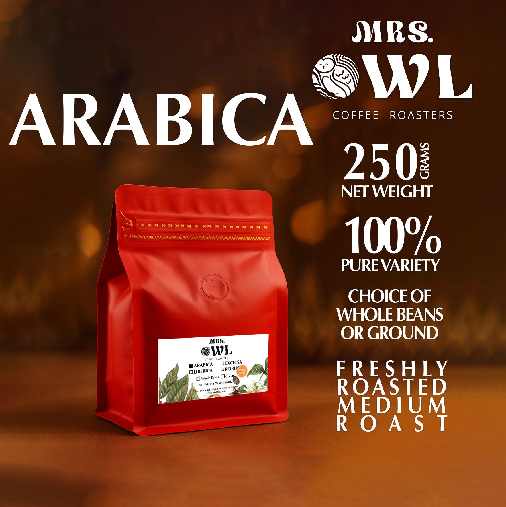 Arabica Medium Roast | Smooth & Balanced | Mrs. Owl Coffee