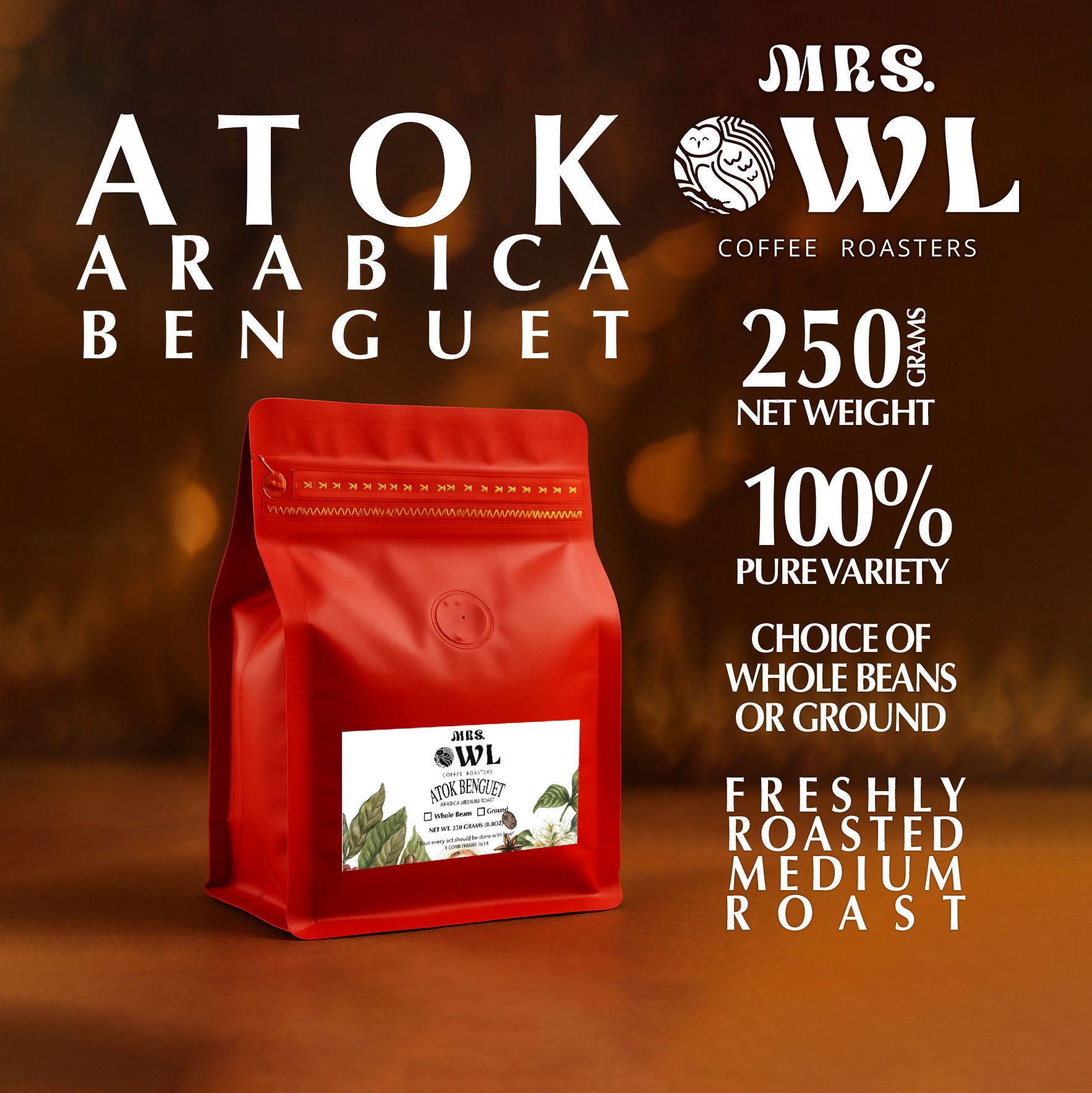 Atok Benguet Arabica Coffee | Philippine Single Origin | Mrs. Owl Coffee