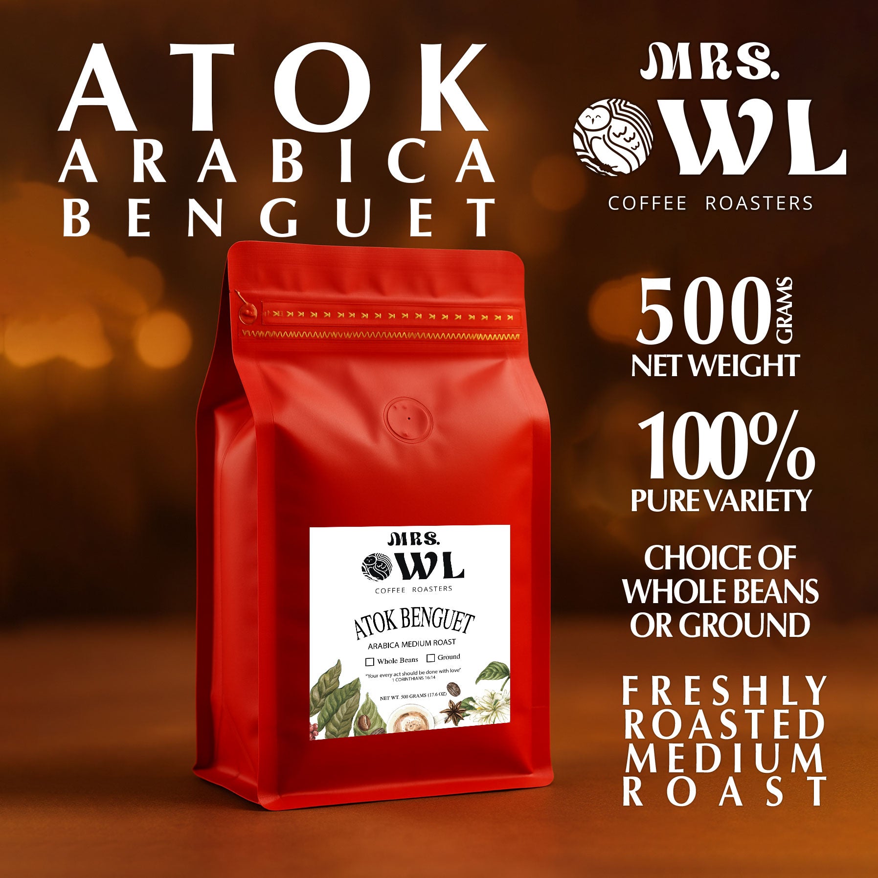 Atok Benguet Arabica Coffee | Philippine Single Origin | Mrs. Owl Coffee