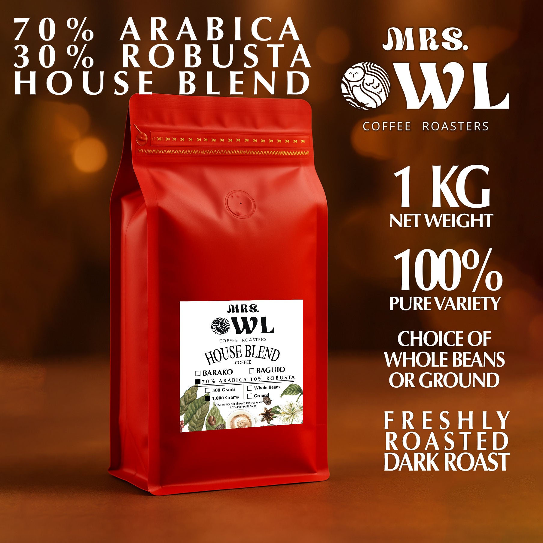 Mrs. Owl House Blend Coffee | Custom Arabica, Robusta, Excelsa Blends